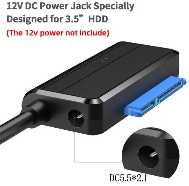 Alt view image 2 of 7 - Vszerda USB 3.0 Type-A to SATA 7+15 22Pin Adapter Cable 5Gbps Angled Connector for 2.5inch 3.5inch Hard Disk Drive SSD for Desktop Laptop (Need 12V Power Supply)