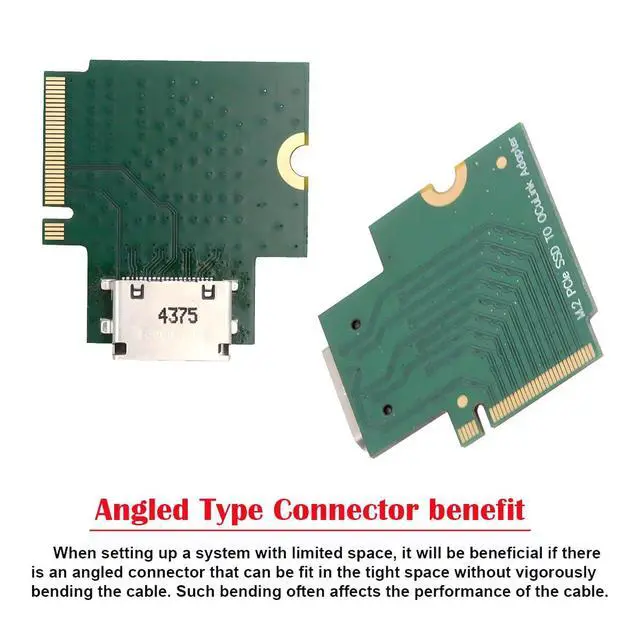 Alt view image 3 of 7 - Vszerda 2230 PCI-E4.0 M.2 M-Key Male to Oculink SFF-8612 SFF-8611 Host Angled Type 90 Degree Adapter for NVME U.2 SSD eGPU External Graphics Card