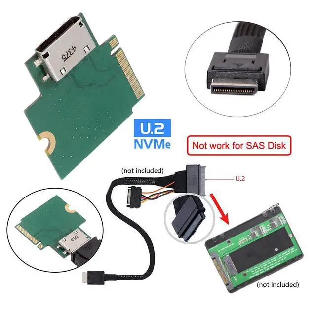 Alt view image 5 of 7 - Vszerda 2230 PCI-E4.0 M.2 M-Key Male to Oculink SFF-8612 SFF-8611 Host Angled Type 90 Degree Adapter for NVME U.2 SSD eGPU External Graphics Card