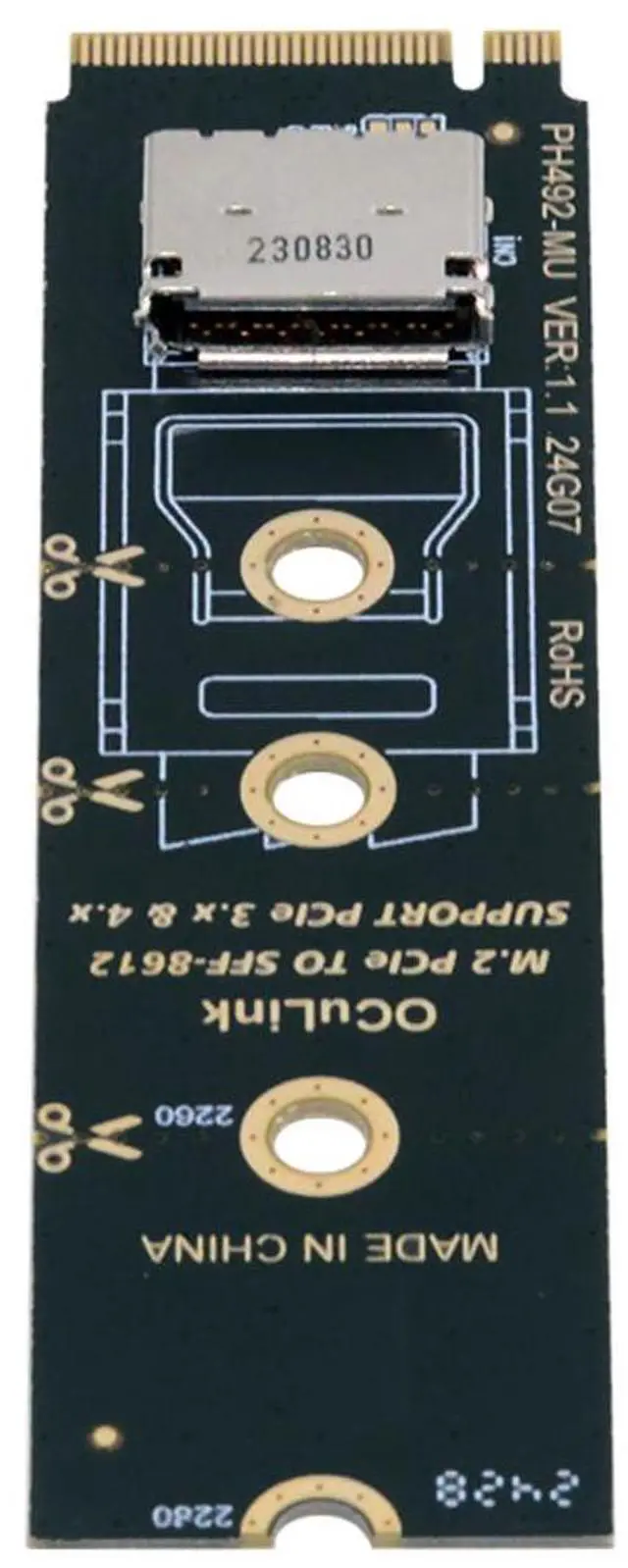 Main image of Vszerda 2280 PCI-E4.0 M.2 M-Key Male to Oculink SFF-8612 SFF-8611 Host Horizontal Adapter for NVME U.2 SSD eGPU External Graphics Card Dock