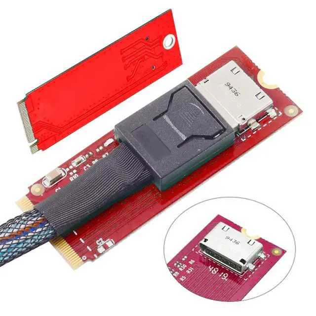 Alt view image 4 of 7 - Vszerda 2280 2260 PCI-E4.0 M.2 M-Key Male to Oculink SFF-8612 SFF-8611 Host Red Adapter for NVME U.2 SSD eGPU External Graphics Card Dock