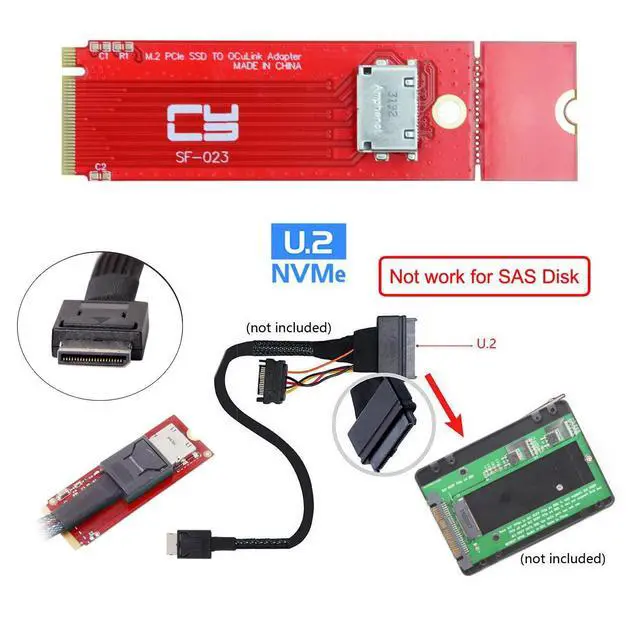 Alt view image 7 of 7 - Vszerda 2280 2260 PCI-E4.0 M.2 M-Key Male to Oculink SFF-8612 SFF-8611 Host Red Adapter for NVME U.2 SSD eGPU External Graphics Card Dock