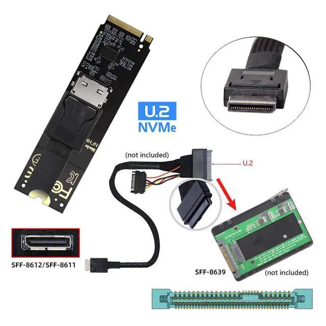 Alt view image 2 of 7 - Vszerda 2280 PCI-E4.0 M.2 M-Key NVME Male to Oculink SFF-8612 SFF-8611 Host Adapter with Linear Redriver for U.2 SSD eGPU Over Long Cable Lengths