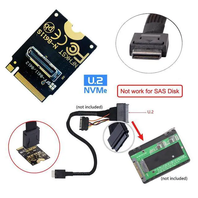 Alt view image 5 of 7 - Vszerda 2230 PCI-E4.0 M.2 M-Key Male to Oculink SFF-8612 SFF-8611 Host Vertical Adapter for NVME U.2 SSD eGPU External Graphics Card Dock