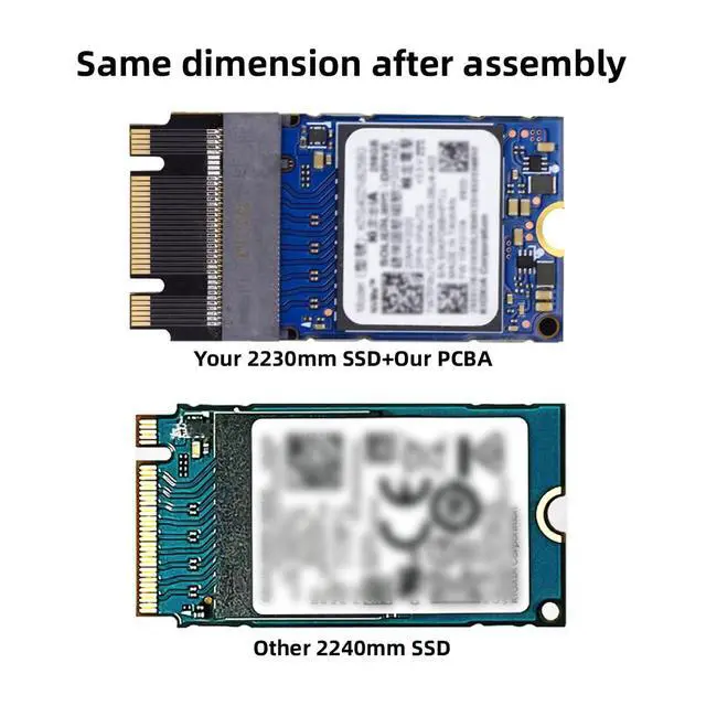 Alt view image 2 of 7 - Vszerda B+M Key NVME M-Key 22x30mm to 22x42mm Male to Female Extension Adapter Compatible with Legion Go ThinkPad 2230 2242 SSD