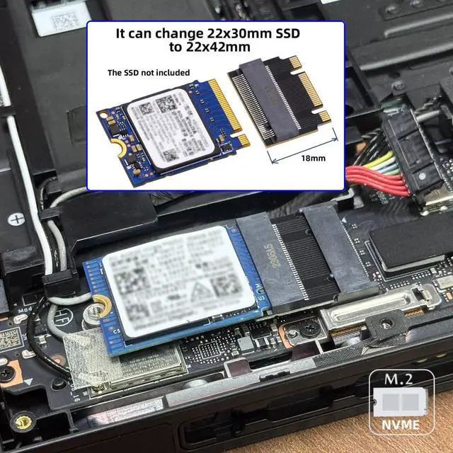 Alt view image 6 of 7 - Vszerda B+M Key NVME M-Key 22x30mm to 22x42mm Male to Female Extension Adapter Compatible with Legion Go ThinkPad 2230 2242 SSD