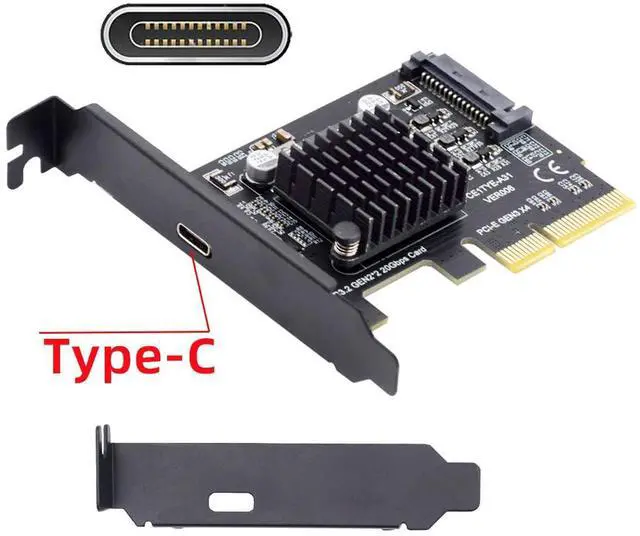 Alt view image 2 of 7 - Vszerda 20Gbps USB 3.2 Gen2 Type-C USB-C Female to PCI-E 4X Express Card Adapter ASM3242 Chipset for Desktop Motherboard