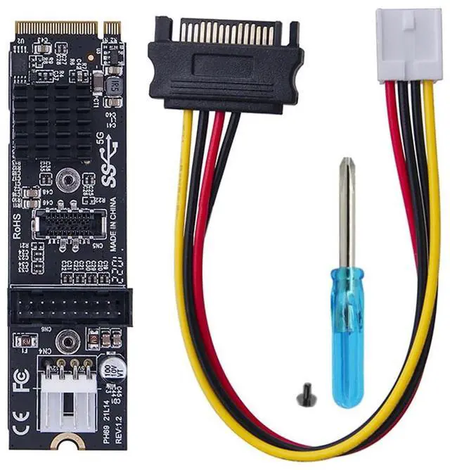 Alt view image 6 of 7 - Vszerda 5Gbps Type-E USB 3.1 Front Panel Socket IDC & USB3.0 20Pin to NVME NGFF M-Key Express Card VL805 Adapter for Motherboard