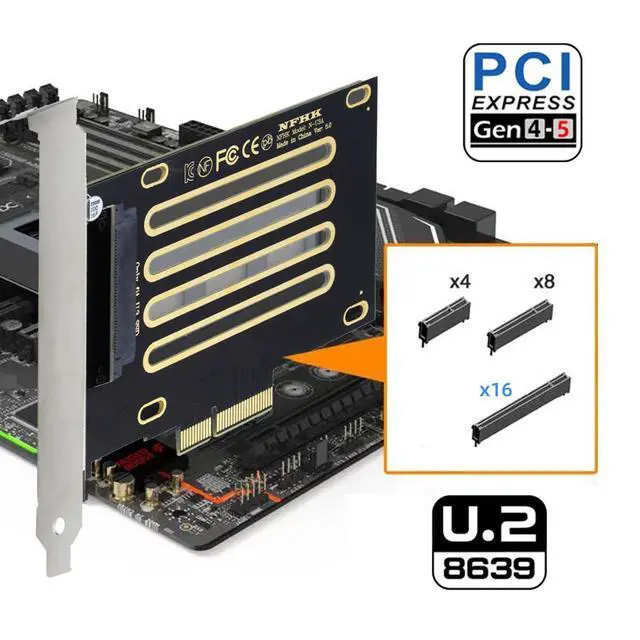 Alt view image 6 of 7 - Vszerda PCI-E 4.0 x4 Lane PCI Express Host to U.2 U2 Kit SFF-8639 SSD Adapter for Motherboard Compatible with NVMe PCIe SSD750