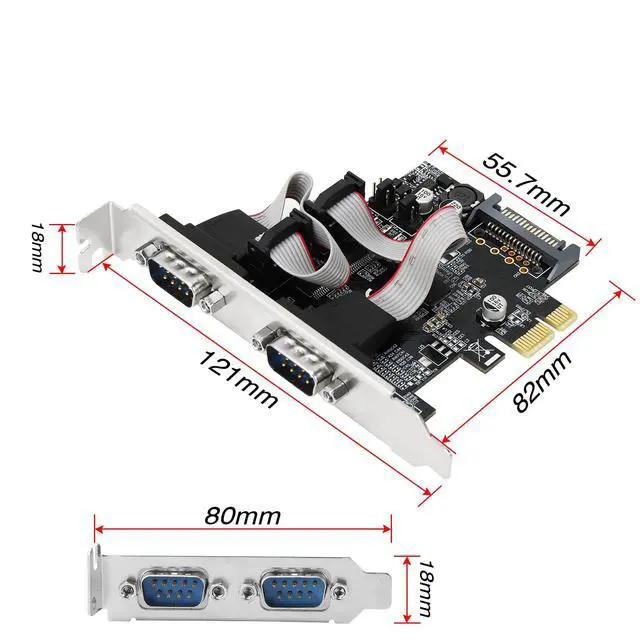 Alt view image 7 of 7 - Vszerda Dual Port PCI Express RS-232 DB9 Serial Port Card for Windows XP, Vista,7, 8.x, 10, 11 32/64bit and Linux PCs, PCIE 2X DB9 Card
