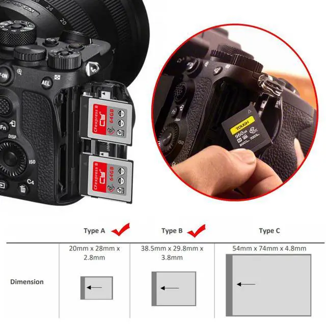 Alt view image 3 of 7 - Vszerda USB3.1 Type-C USB3.0 to CF Express Type-A & Type-B Extension Card Reader CFE CFA R5 Z6 Z7 CFB Memory Card