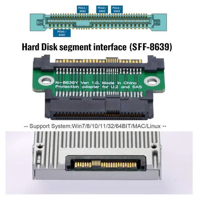 Alt view image 5 of 7 - Vszerda SFF-8639 NVME U.2 U2 PCIe 4.0 SSD Adapter Male to Female Extension 68pin PCI Express PCBA