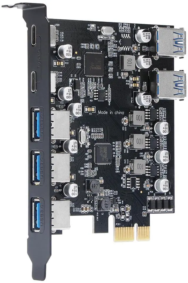 Main image of Vszerda PCIe to USB 3.0 5X USB-A and 2X USB-C Ports Expansion Card,PCI Express Internal USB 3 Hub Converter for Desktop PCS Riser Card