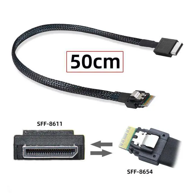 Alt view image 2 of 7 - Vszerda OcuLink PCIe 4.0 PCI-Express SFF-8611 4i to SFF-8654 Slimline SSD eGPU Data Active Cable External Graphics Card 50cm