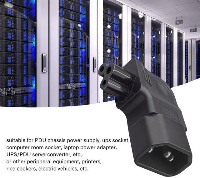 Alt view image 2 of 7 - Vszerda IEC60320 C14 Male to C5 Female 3Pole Power Extension Adapter AC Convertor Right Angled 90 Degree Connector