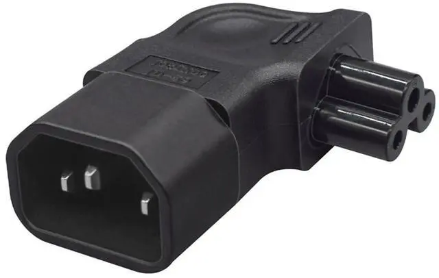 Main image of Vszerda IEC60320 C14 Male to C5 Female Power 3Pole Extension Adapter AC Convertor Left Angled 90 Degree Connector