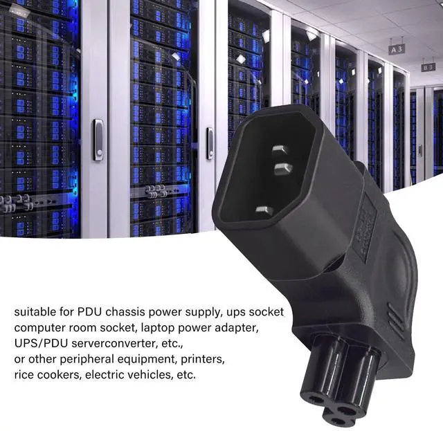 Alt view image 3 of 7 - Vszerda IEC60320 C14 Male to C5 Female Power 3Pole Extension Adapter AC Convertor Left Angled 90 Degree Connector