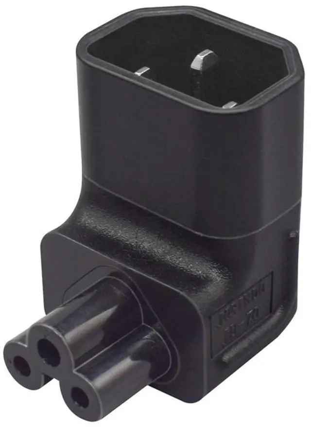 Main image of Vszerda IEC60320 C14 Male to C5 Female 3Pole Power Extension Adapter AC Convertor Down Angled 90 Degree Connector
