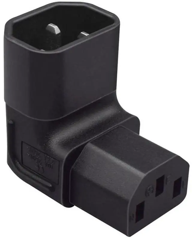 Main image of Vszerda IEC60320 C14 Male to C13 Female Power Extension Adapter AC Convertor Down Angled 90 Degree Connector