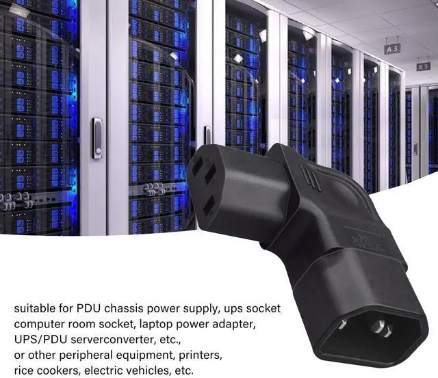 Alt view image 2 of 7 - Vszerda IEC60320 C14 Male to C13 Female Power Extension Adapter AC Convertor Right Angled 90 Degree Connector