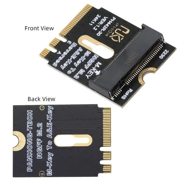 Alt view image 2 of 7 - Vszerda 2230 A+E-Key Male to NVME M-Key Female Extension PCI-E 4.0 Adapter with Bracket for Laptop Mainboard SSD 2280