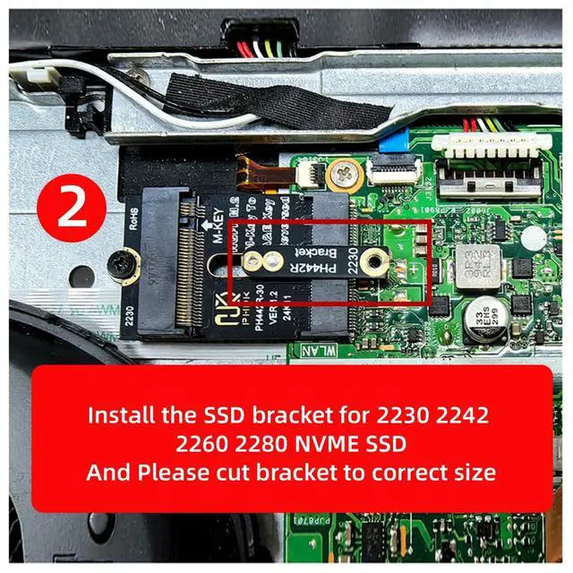 Alt view image 5 of 7 - Vszerda 2230 A+E-Key Male to NVME M-Key Female Extension PCI-E 4.0 Adapter with Bracket for Laptop Mainboard SSD 2280