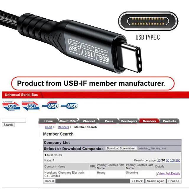 Alt view image 5 of 7 - Vszerda USB5.0 80Gbps USB-C Male to Male Type-C Cable with 240W and 16K@30hz 8K@60Hz 5K@60Hz Compatible with USB4.0 Thunderbolt3/4/5 (0.5m)