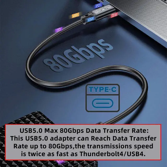 Alt view image 7 of 7 - Vszerda USB5.0 80Gbps USB-C Male to Male Type-C Cable with 240W and 16K@30hz 8K@60Hz 5K@60Hz Compatible with USB4.0 Thunderbolt3/4/5 (0.5m)