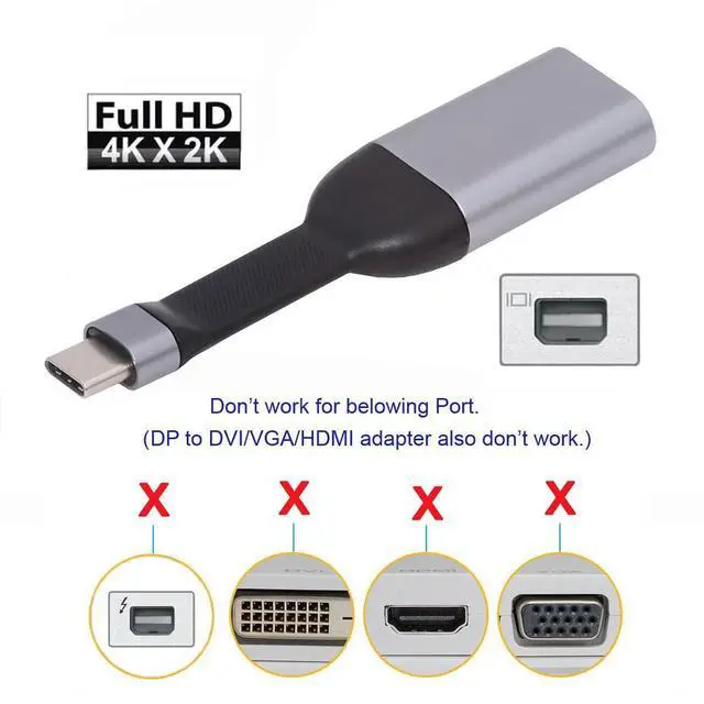 Alt view image 3 of 7 - Vszerda USB-C USB4 Type-C Source Host to Mini DP Displayport 4K 60hz Sink Displays Monitors HDTV Adapter Ultra Slim Flat Cable 1080p Compatible with Laptop Tablet Phone