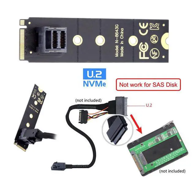Alt view image 6 of 7 - Vszerda M-Key 22x80mm to Vertical SFF-8643 Socket PCI-E U.2 Kit SFF-8639 NVME PCIe4.0 SSD Adapter for SSD750 p3600 p3700 M.2