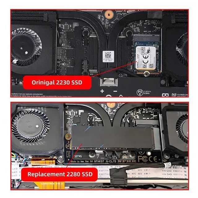 Alt view image 4 of 7 - Vszerda NVME M-Key 22x30mm to 22x80mm M2 Angled Extension SSD Upgrade Adapter Compatible with MSI CLAW8 AI+ CLAW7 Gaming