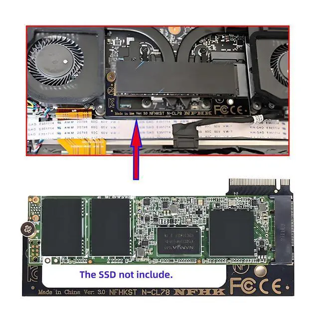 Alt view image 3 of 7 - Vszerda NVME M-Key 22x30mm to 22x80mm M2 Angled Extension SSD Upgrade Adapter Compatible with MSI CLAW8 AI+ CLAW7 Gaming
