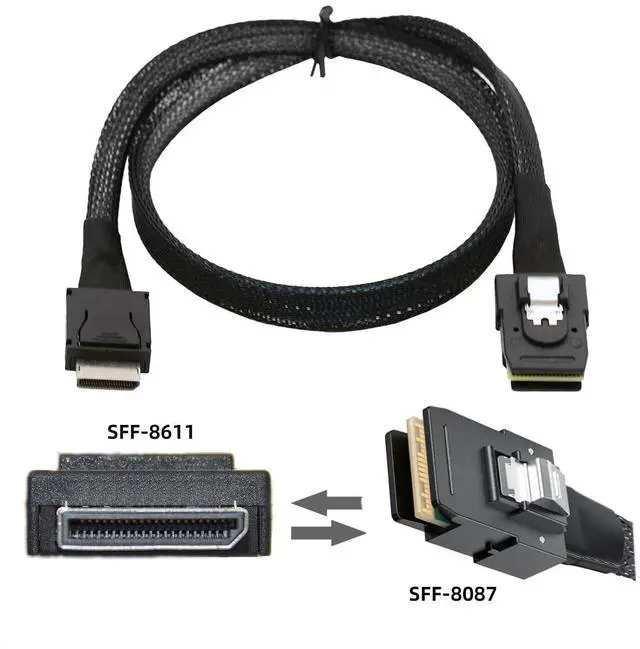 Alt view image 2 of 7 - Vszerda Oculink PCIe 4.0 PCI-Express SFF-8611 4i to SFF-8087 36Pin PCIE Slimline SSD eGPU Data Active Cable External Graphics Card 50cm