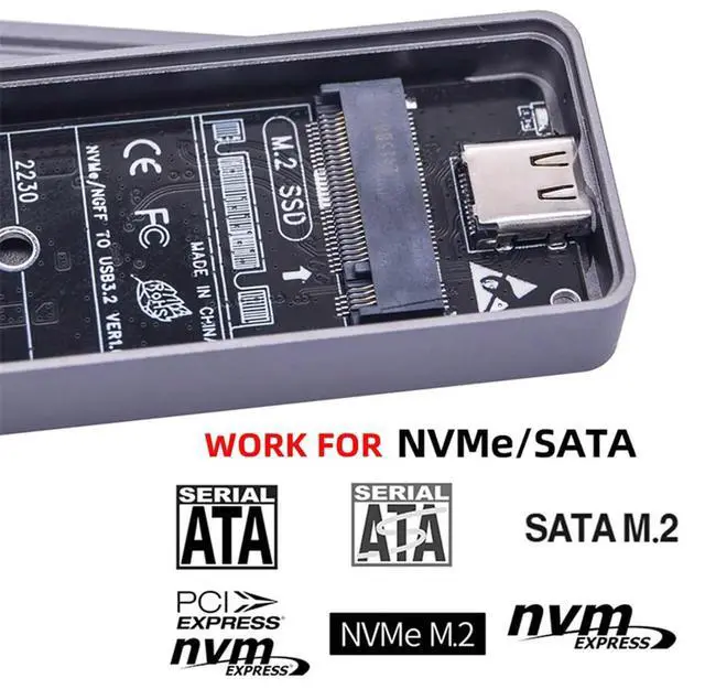 Alt view image 2 of 7 - Vszerda 20Gbps Type-C USB3.2 USB4 to NVME M-Key M.2 SATA SSD PCBA Enclosure 2242/2230mm Adapter RTL9220 Chipset