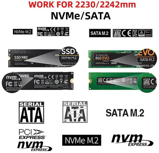 Alt view image 6 of 7 - Vszerda 10Gbps Combo Type-C USB3.0 to NVME M-Key M.2 SATA SSD PCBA Case 2242/2230mm Adapter RTL9210B Chipset