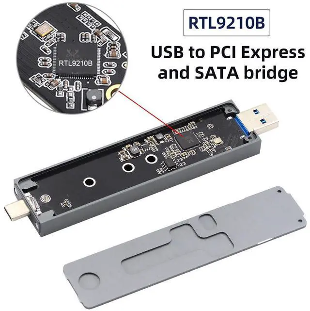 Alt view image 5 of 7 - Vszerda 10Gbps Combo Type-C USB3.0 to NVME M-Key M.2 SATA SSD PCBA Case 2280/2242/2230mm Adapter RTL9210B Chipset