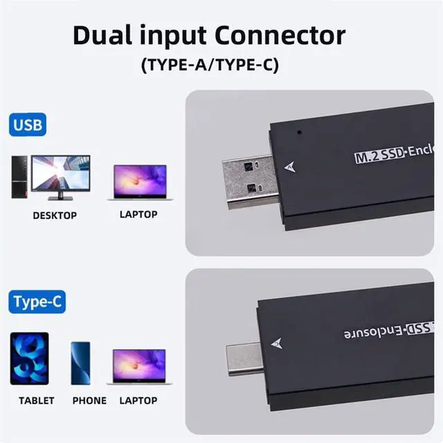 Alt view image 7 of 7 - Vszerda 10Gbps Combo Type-C USB3.0 to NVME M-Key M.2 SATA SSD PCBA Case 2280/2242/2230mm Adapter RTL9210B Chipset