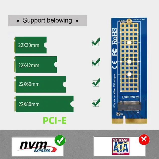 Alt view image 3 of 7 - Vszerda M-Key NVME AHCI SSD M.2 2280 to PCI-E 3.0 PCI Express 4.0 4X Vertical Adapter for Desktop Motherboard