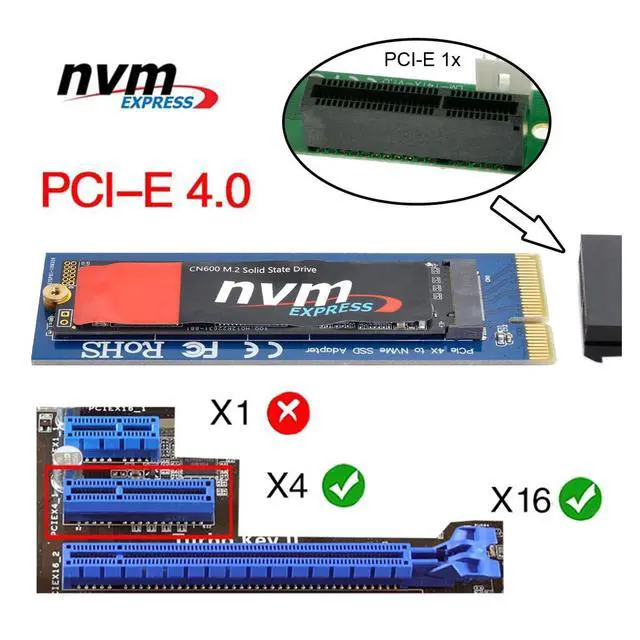 Alt view image 7 of 7 - Vszerda M-Key NVME AHCI SSD M.2 2280 to PCI-E 3.0 PCI Express 4.0 4X Vertical Adapter for Desktop Motherboard