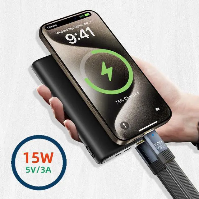 Alt view image 3 of 7 - Vszerda USB3.1 Type-A Male Host to Type-C Male 10Gbps Flat Slim FPC USB-C Data Power Cable 5V3A Compatible with Laptop Phone Disk (100cm)