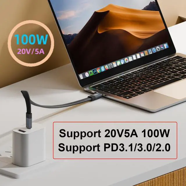 Alt view image 7 of 7 - Vszerda USB4 Cable 20Gbps Flat Slim FPC Cable USB-C Type-C with 100W and 8K@60Hz 5K@60Hz USB4.0 Compatible with Thunderbolt3/4 (80cm)