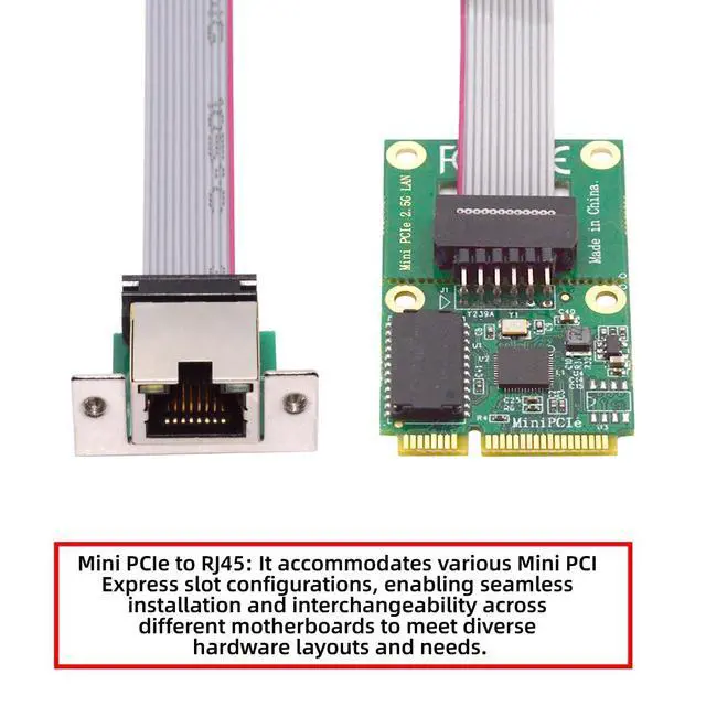 Alt view image 2 of 7 - Vszerda 2.5Gbps 2500Mbps to Mini PCI-E PCI Express GBE Gigabit 1000Mbps Ethernet Network LAN Cable Adapter for Desktop Motherboard