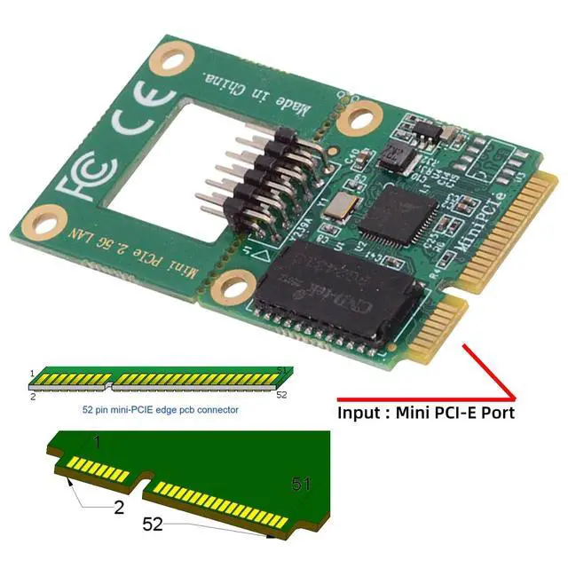 Alt view image 5 of 7 - Vszerda 2.5Gbps 2500Mbps to Mini PCI-E PCI Express GBE Gigabit 1000Mbps Ethernet Network LAN Cable Adapter for Desktop Motherboard