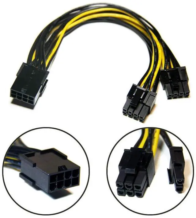 Alt view image 7 of 7 - Vszerda CPU 8 Pin to Dual 8 Pin PCIe Adapter Power Cables, CPU 8 Pin Female to Dual PCIe 2X 8 Pin (6+2) Male Power Adapter Splitter Cable for Graphics Card (2Pack/21cm)