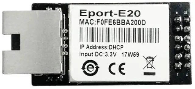 Main image of Vszerda 5/10PCS Eport-E20 Network Server Port FreeRTOS TTL Serial to Ethernet Embedded Module DHCP 3.3V DHCP TCP IP Telnet Converter MCU (1pcs)