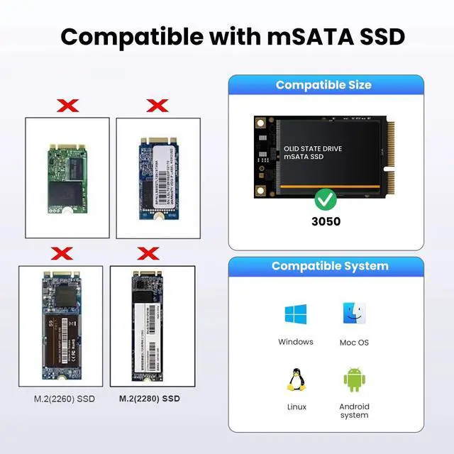 Alt view image 6 of 7 - Vszerda Low Profile 50Pin mSATA 3050 SSD 5x3cm to 2.5" SATA 3.0 22Pin Disk Adapter 6Gbps PCBA