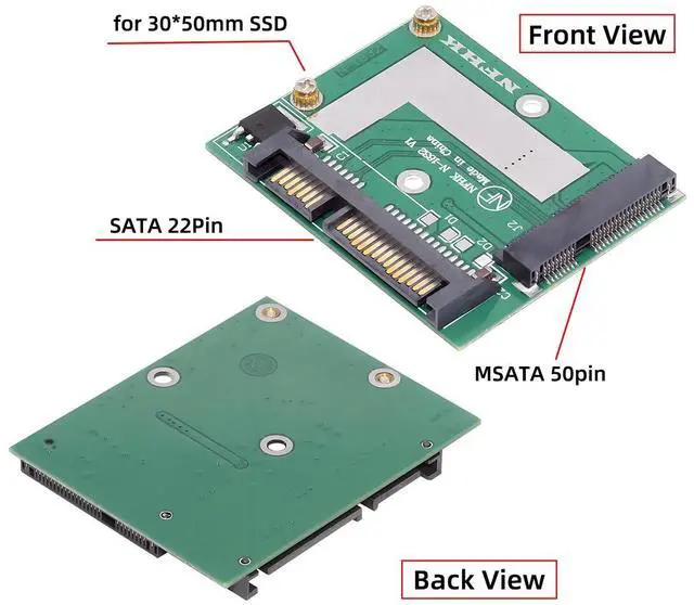 Alt view image 5 of 7 - Vszerda Low Profile 50Pin mSATA 3050 SSD 5x3cm to 2.5" SATA 3.0 22Pin Disk Adapter 6Gbps PCBA