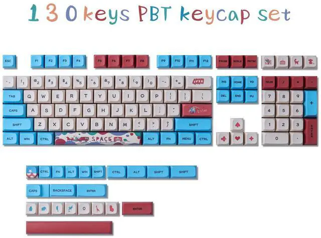 Alt view image 5 of 7 - Vszerda PBT Keycaps 130 Keys Circus Keycaps Dye-Sublimation Cute Keycaps XDA Profile Custom Keycaps for Cherry Gateron MX Switches Mechanical Keyboards