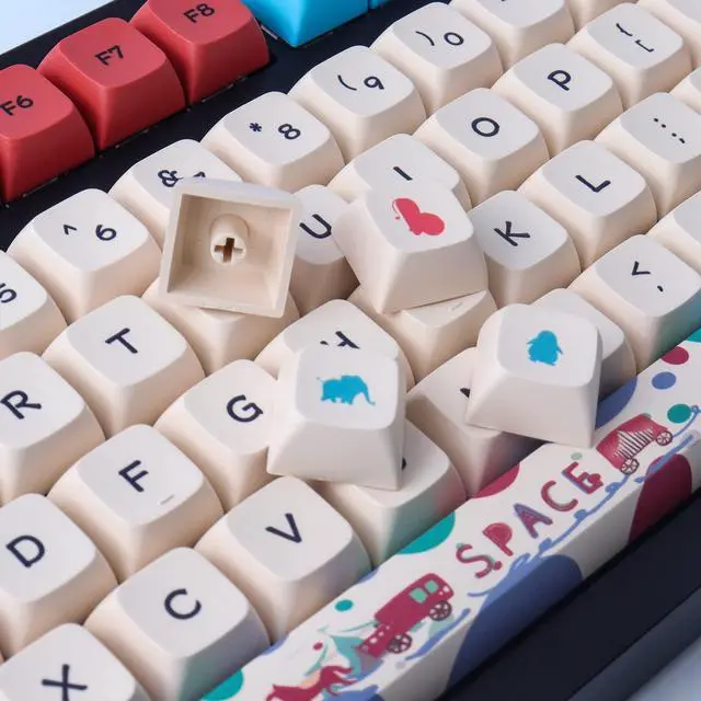 Alt view image 6 of 7 - Vszerda PBT Keycaps 130 Keys Circus Keycaps Dye-Sublimation Cute Keycaps XDA Profile Custom Keycaps for Cherry Gateron MX Switches Mechanical Keyboards