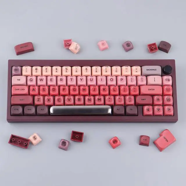 Alt view image 2 of 7 - Vszerda PBT Keycaps MOA Profile Lipstick Cute Keycaps 132 Keys Semi-Translucent Matte Crystalsi Keycap Set for Cherry MX Magnetic Switches Mechanical Keyboard